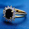 Miniatyrbild 3 av 5: Bröllopsring fint utförande smycken present kvinnor elegant strass fingerring för bal Black Size 8