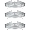 Miniatyrbillede 1 af 5: Brusehylde uden boring, Badeværelseshjørnehylde - Aluminium Opbevaringskurv med Kroge, Brusebakke - Opbevaringskurv (Enkel