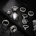 Miniatyrbild 3 av 4: 10 st Kvinnors Retro Falsk Opal Rhinestone Knuckle Midi Finger Stacking Joint Ring