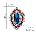 Pikkukuva 3 / 5: Luksusllinen Marquise-leikattu värikäs timantti-inlay-sormus naisille, juhlakoru Blue and Red US 9