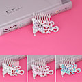 Miniatyrbilde 3 av 4: Innsatt Rhinestone Dame Hårkam Butterfly Insert Kam Brudeslør Blue D