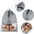 Miniatyrbillede 4 af 4: P 12 stk. Rejsetaske til sko, opbevaringspose i non-woven, bærbar skopose med gennemsigtigt vindue til daglig brug og rejsebrug$12 stk. Rejse S