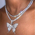 Miniatyrbilde 3 av 4: Krystall Butterfly Choker Halskjede Rhinestone Anheng Halskjeder Kjede Glitrende Butterfly Smykker Motefest Tilbehør For Kvinner Og Jenter White K