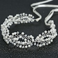 Miniatyrbillede 1 af 5: Bryllupshovedbånd Krystal Perle 8-karakter Twisted Beaded Hårkæde Hovedbeklædning Hårpynt Silver