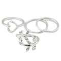Miniatyrbillede 1 af 4: 4 stk./sæt Rhinestone Blad Hjerte Over Knuckle Midi Stack Ring Boho Party Smykker Silver