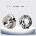 Miniatyrbild 4 av 5: 10 st Serrated Hex Flangmuttrar Blank Yta Hex Lås Muttrar (m5/m6/m8) M5