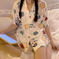 Miniatyrbild 1 av 2: Pyjamas för kvinnor, vår & sommar, långärmad, is-silke, lyxig spets, imitationssilke, tunn hemmaklädset M