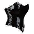 Miniatyrbilde 2 av 4: Blank topp i blank skinn med sexy bustier-korsett, uten skulderstropper, uten rygg, glidelås, kvinnetopp, avklippet topp, kvinneklær Red XS