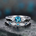 Miniatyrbillede 2 af 5: 2 stk./sæt Runde Cubic Zirconia Indlagt Bryllup Finger Ringe Smykker Gave Purple US 6