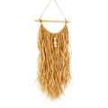 Pikkukuva 1 / 5: Käsityönä kudotut Raffia-koristeet, boheemi tyyli, seinäkoriste, olohuoneen sisustus, khaki