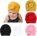 5-pack Baby Turban Newborn Beanies Hattar med Rosett Elastisk
