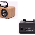 Miniatyrbild 2 av 4: Bluetooth bärbar högtalare, retro enkel trähögtalare, mini trådlös Bluetooth-högtalare (svart träkorn)