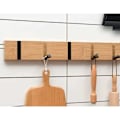 Miniatyrbillede 2 af 5: Foldbare Naturtræ Frakkekroge, Væghængt Frakkestativ med 5 Kroge Væghylde Selvklæbende Poststativ Nøglekrog Træ