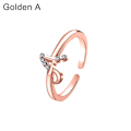 Pikkukuva 1 / 5: Muodi Naiset Yksinkertainen A-Z Englannin Aakkoset Kirjain Timantti Avorenkaan Korut Rose Gold A