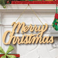 Miniatyrbillede 3 af 4: Glædelig Jul Træskilt Shabby Rustik Ubehandlet Træ Ornament Udskæring Hængende Gavemærke Til Juletræ Hjem