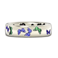 Miniatyrbillede 1 af 5: Glansfuld Kvinde Ring Butterfly Mønster Rustfrit Elegant Blandet Farve Dame Finger Ring Til Bryllup Green US 9
