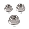 Miniatyrbild 2 av 4: 10 st Serrated Hex Flangmuttrar Blank Yta Hex Lås Muttrar (m5/m6/m8) M6
