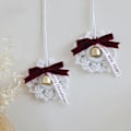 Miniatyrbilde 1 av 5: Bohemian Julebils Ornament, Gullbelagt Boho Jingle Bell Hengedekorasjon for Jul Vegg Vindu, Søt Jul