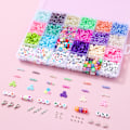 Miniatyrbild 4 av 5: Macaronfärgade hirs pärlor mjuka keramik bokstavspärlor 24 rutnät DIY låda set