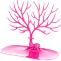 Miniatyrbillede 1 af 4: Plastik Smykketræ Display Stativ, Hjortetræ Smykke Display Stativ Ørering Halskæde Holder Smykke Opbevaring Holder Stativ, Pink