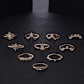 Miniatyrbillede 5 af 5: 10 stk./sæt Dame Vanddråbe Stjerne Krone Faux Opal Stable Knuckle Midi Finger Ring