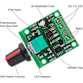 Miniatyrbild 5 av 5: 4 stycken PWM-hastighetsregulatorer, 1.8v 3v 5v 6v 12v 2a 1803bk DC-motorhastighetsregulator, justerbar drivströmbrytare med självrestaurerande säkring