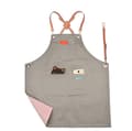 Mode-denimförkläde, arbetskläderförkläde (korsbrun bälte canvas dubbelsidig grå rosa)