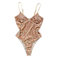 Miniatyrbilde 2 av 4: Glitterende Monokini Badedrakt for Kvinner med Push-Up Effekt, Endelt Badetøy Gold S
