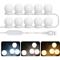 Pikkukuva 1 / 5: LED-peilivalaisimet, 10 himmennettävää lamppua, 10 kirkkautta ja 3 valaistustilaa, USB-peilivalaisimet meikin tekemiseen