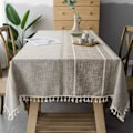 Miniatyrbillede 2 af 4: Elegant bomulds- og linneddug, vaskbart køkkenborddækken til spisebord, picnictæppe (asymmetri - kaffe, 110 x 110 cm),