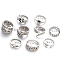 Miniatyrbilde 1 av 4: 9 stk Vintage Kvinners Hule Utskjæringsblomsterblader Åpen Knuckle Ringsett
