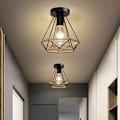Miniatyrbillede 2 af 5: Retro Hamp Rebløft Lampe E27 Metal til Soveværelse Stue Loft Sort - Sort