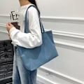 Miniatyrbild 3 av 4: Damväska i Canvas, Axelväska, Tote Bag, Strandväska (blå)