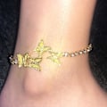 Pikkukuva 2 / 3: Perhonen Anklet-Rannekoru Seos- ja Strassikoristeinen Ranne- ja Jalkaketju Elegantti Koru Gold