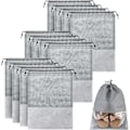 Miniatyrbillede 1 af 4: P 12 stk. Rejsetaske til sko, opbevaringspose i non-woven, bærbar skopose med gennemsigtigt vindue til daglig brug og rejsebrug$12 stk. Rejse S
