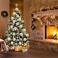 Miniatyrbild 2 av 5: Julgransprydnad, 24 st 5,91 tum konstgjorda glitterblommor julblommor med 12 st rosetter 12 st klocka 36 st snö