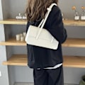 Miniatyrbillede 4 af 5: Dame Satchel Læder Tote Taske Fashion Dame Skuldertaske (hvid)