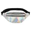 Pikkukuva 1 / 5: Holografinen vyölaukku naisille Banaani Fanny Pack Naisten vyölaukku Geometriset vyölaukut Laser-rintakehäpuhelimen pussivyölaukku Monitoiminen rintapussi Yksi Sh silver