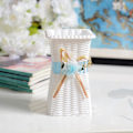 Miniatyrbillede 5 af 5: Blomster Vase Ubrækkelig Kvadratisk Åbning Skrivebords Dekoration Imitation Rattan Vævet Plastik Vase Til Hjem Par