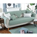 Miniatyrbillede 1 af 5: Moderne og enkel vævet vasket bomulds sofa pude, stof anti-slip læder sofa betræk pude (Ternet grøn, 90*160CM)