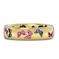 Miniatyrbillede 1 af 5: Skinnende dame ring sommerfugl mønster rustfrit udsøgt blandet farve dame finger ring til bryllup Golden US 8