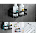 Miniatyrbillede 2 af 5: Rumænsk aluminiums håndklædeholder, badehåndklædeholder, badeværelse og badeværelses hardware ophængssæt (dobbelt håndklædeholder-sort maling -),