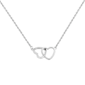 Miniatyrbild 1 av 4: Halsband för damer i legering med persikaformade hjärtan, dubbelt hjärta, kärlekshalsband i silver