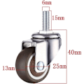 Miniatyrbillede 2 af 5: Sæt med 4 møbelhjul - M6 X 15mm - Med 25mm gevind - Blød gummi - Tpe gevind - Mini møbelhjul (25mm)