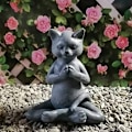 Miniatyrbillede 2 af 5: Stenhave-Statue, Kat Buddha Ornament, Udendørs Meditation Kat Statue, Meditation Kat Statue til Hjemmedekoration, Udendørs