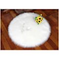 Miniatyrbillede 5 af 5: Plys Rug Rund Gulvmatte Imitation Uld Ren Hvid Stue Soveværelse Areal Rug - Rund 100Cm