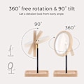 Miniatyrbild 4 av 5: Ljus LED-smink spegel fåfänga spegel med 3 färgljus, sladdlös USB uppladdningsbart batteri, 360 rotation, bambu trä skönhetsförvaringsbricka, Ta