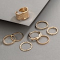 Miniatyrbillede 4 af 5: 8 stk./sæt Fashion Ring Simple Exquisite Legering Uregelmæssig Flettet Form Finger Ring Smykker Tilbehør