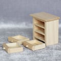 Miniatyrbild 3 av 4: 3x Dockhusmöbler Trä Sängbord Nattduksbord Skåp Dockhus Dekor