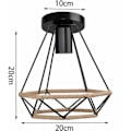 Miniatyrbillede 5 af 5: Retro Hamp Rebløft Lampe E27 Metal til Soveværelse Stue Loft Sort - Sort
